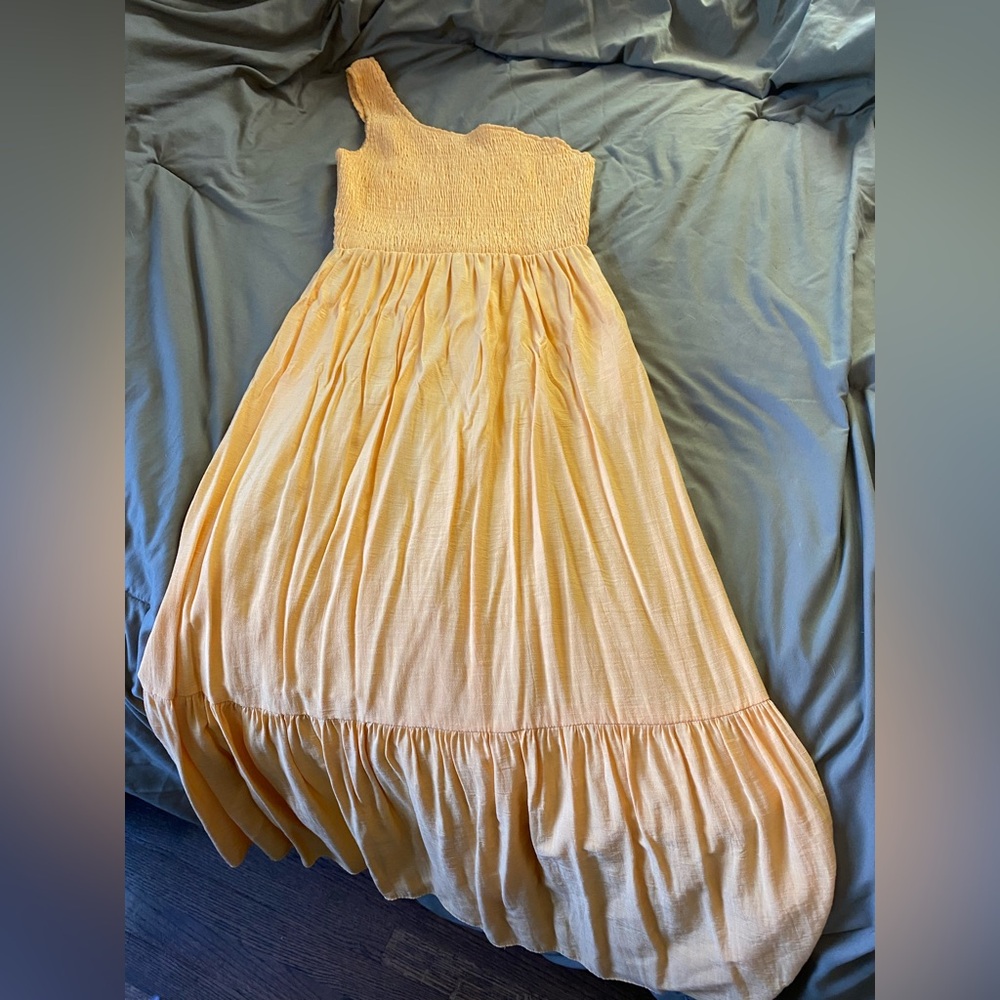 Nine West Yellow Smocked Tiered Sundress